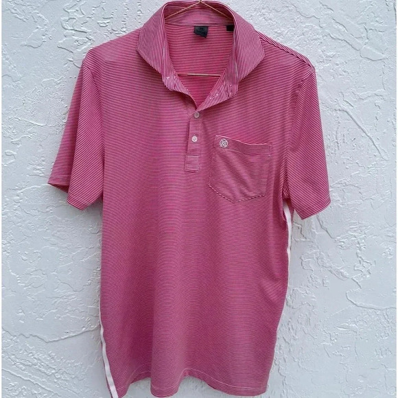 G/Force Mens Simple Collared Stripe Polo Shirt Red Sz Small - Picture 1 of 7